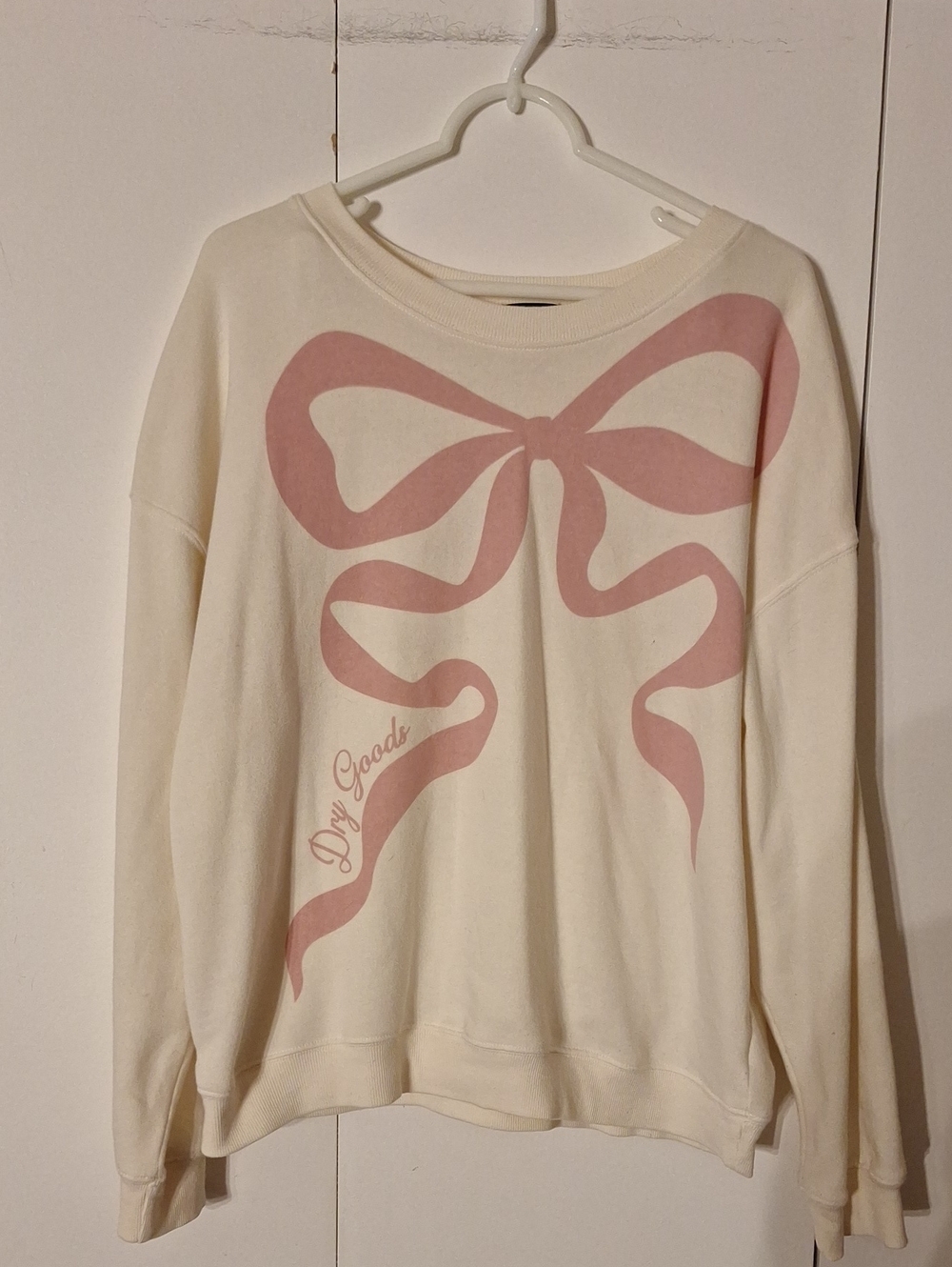 Dry Goods Cream Sweatshirt with Pink Bow Graphic